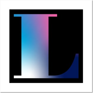 Capital Letter L Monogram Gradient Pink Blue White Posters and Art